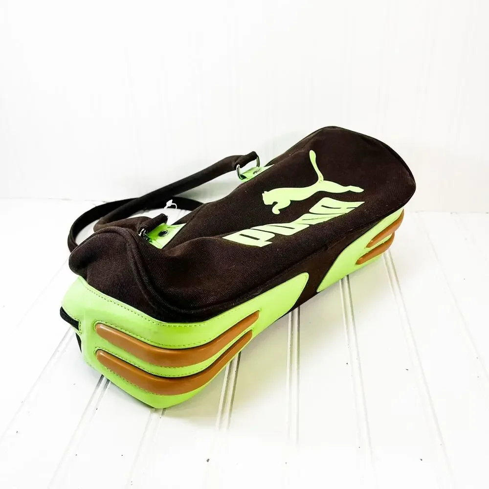 PUMA Weekend Bag Dark Brown‎ & Green Puma Purse With Tags Barrel Bag NWT